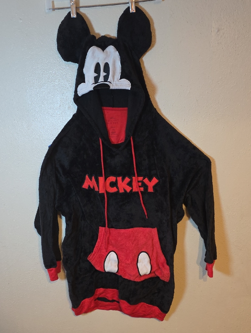 Disney Mickey Mouse Black & Red Hooded Pullover L